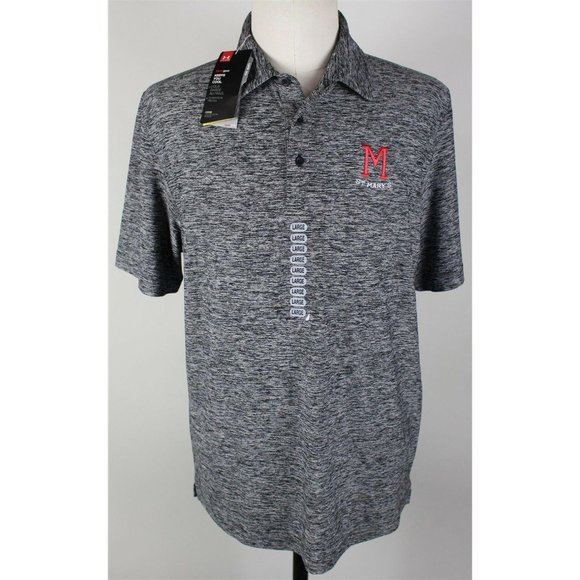 NWT Under Armour UA St. Mary's Elevated Heather Polo Shirt MENS LARGE Blue - Picture 2 of 8